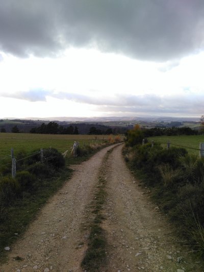 Les monts du Cantal au loin