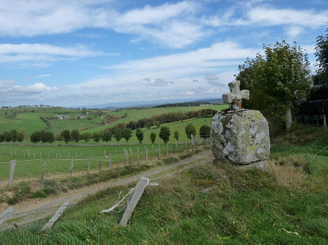 Une croix de granit en bord de chemin